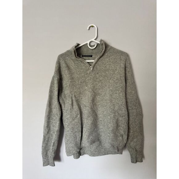 Brandy Melville Natalie 1/4 Zip Sweater Women’s Large Gray Knit Sweater - Picture 1 of 3